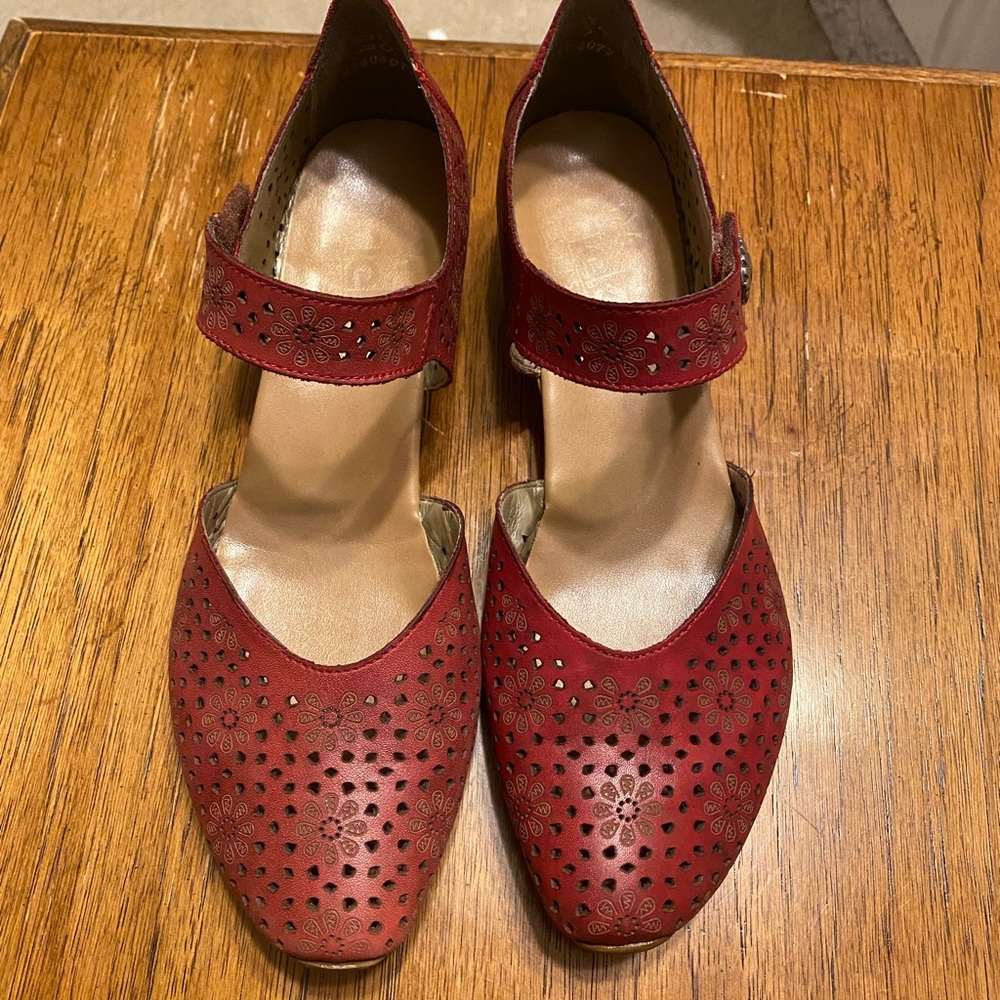 red velcro heels. Rieker brand. barely worn.